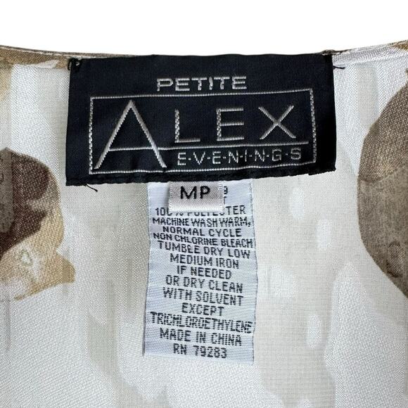 Alex Evenings Brown and White Watercolor Floral Tank Top and Jacket Set - Picture 9 of 16